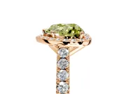 Halo Engagement Ring Setting for Fancy Yellow Heart-Shaped Center with Full Pave Band and Prong Head in Rose Gold