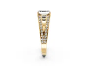 Split Shank Engagement Ring Setting for Asscher Cut Center with Pave Split Shank and Prong Head in Yellow Gold