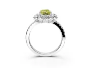 Floral Halo Engagement Ring Setting for Fancy Yellow Radiant Cut Center with Pave Accents and Prong Head in Sterling Silver
