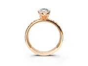 Solitaire Engagement Ring Setting for Marquise Center with XO Engraved Band and Prong Head in Rose Gold