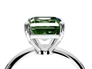 Minimalist Solitaire Engagement Ring Setting for Fancy Green Asscher Cut Center with Thin Band and Prong Head in Sterling Silver