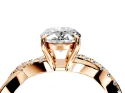 Crossover Engagement Ring Setting for Oval Center with Pave and Plain Strands and Prong Head in Rose Gold