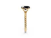 Solitaire Engagement Ring Setting for Fancy Black Oval Center with 2-Strand Rope Twist Band and Prong Head in Yellow Gold