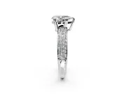 Solitaire Engagement Ring Setting for Pear-Shaped Center with Multi-Row Pave Accents and Basket Head in Sterling Silver