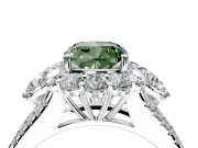 Halo Engagement Ring Setting for Fancy Green Cushion Cut Center with Two-Strand Split Shank and Prong Head in Sterling Silver