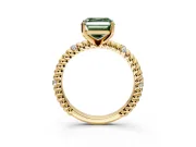 Rope Engagement Ring Setting for Fancy Green Asscher Cut Center with Accent Shoulders and Prong Head in Yellow Gold