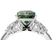 Leaf Cluster Engagement Ring Setting for Fancy Green Princess Cut Center with Marquise Accents and Prong Head in Platinum