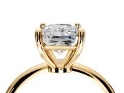 Minimalist Solitaire Engagement Ring Setting for Radiant Cut Center with Thin Band and Prong Head in Yellow Gold