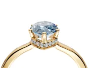 Hidden Halo Engagement Ring Setting for Fancy Blue Marquise Center with Wide Flat Plain Band and Prong Head in Yellow Gold