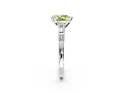 Bar-Set Engagement Ring Setting for Fancy Yellow Pear-Shaped Center with Tapered Baguette Accents and Prong Head in Platinum