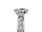 Solitaire Engagement Ring Setting for Oval Center with Channel-Set Accents and Prong Head in Sterling Silver