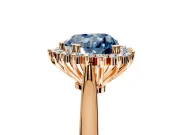 Starburst Halo Engagement Ring Setting for Fancy Blue Heart-Shaped Center with Thin Round-Wire Band and Prong Head in Rose Gold