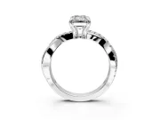Solitaire Engagement Ring Setting for Emerald Cut Center with Half-Pave Crossover Band and Prong Head in Sterling Silver