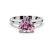 Solitaire Engagement Ring Setting for Fancy Pink Heart-Shaped Center with Wire Band and Prong Head in Sterling Silver