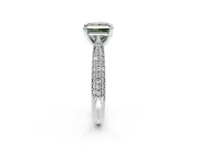 Solitaire Engagement Ring Setting for Fancy Green Princess Cut Center with Multi-Row Accents and Prong Head in Sterling Silver