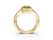 Halo Engagement Ring Setting for Fancy Yellow Asscher Cut Center with Wide-Open Pave Split Shank and Prong Head in Yellow Gold