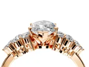Cluster Engagement Ring Setting for Marquise Center with 2-Row Shoulder Clusters and Prong Head in Rose Gold