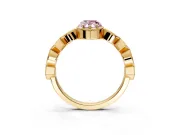 Milgrain Bezel Engagement Ring Setting for Fancy Pink Pear-Shaped Center with Marquise Stations and Bezel Head in Yellow Gold