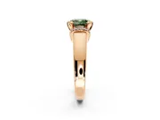 Solitaire Engagement Ring Setting for Fancy Green Cushion Cut Center with Wide Band, Pave Collar and Prong Head in Rose Gold