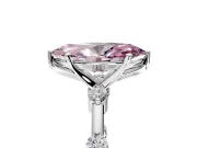 Solitaire Engagement Ring Setting for Fancy Pink Marquise Center with Bezel Station Band and Prong Head in Platinum