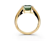 Tension Engagement Ring Setting for Fancy Green Asscher Cut Center with Wide Tapered Band and Tension Head in Yellow Gold