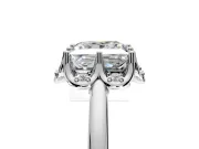 Floral Frame Engagement Ring Setting for Princess Cut Center with Accent Clusters and Prong Head in Sterling Silver