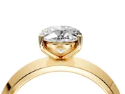 Solitaire Engagement Ring Setting for Oval Center with Wide Knife Ridge Band and Prong Head in Yellow Gold