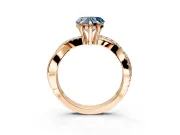 Solitaire Engagement Ring Setting for Fancy Blue Heart-Shaped Center with Half-Pave Crossover Band and Prong Head in Rose Gold