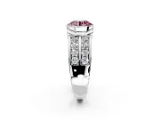 Bezel Engagement Ring Setting for Fancy Pink Round Cut Center with Wide Channel-Set Band and Bezel Head in Sterling Silver