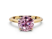 Solitaire Engagement Ring Setting for Fancy Pink Round Cut Center with Knife Ridge Band and Claw Prong Head in Yellow Gold