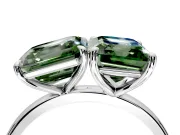 Fancy Green Asscher Cut and Emerald Cut Lab-Grown Diamond Toi et Moi Engagement Ring with Prong-Set Stones in Platinum