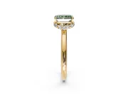 Hidden Halo Engagement Ring Setting for Fancy Green Radiant Cut Center with Plain Rounded Band and Prong Head in Yellow Gold