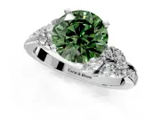 Solitaire Engagement Ring Setting for Fancy Green Round Cut Center with Marquise Accent Twist Band and Prong Head in Platinum