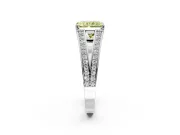 Split Shank Engagement Ring Setting for Fancy Yellow Radiant Cut Center with Pave Split Shank and Prong Head in Sterling Silver