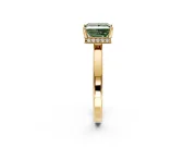 Hidden Halo Engagement Ring Setting for Fancy Green Princess Cut Center with Wide Flat Plain Band and Prong Head in Yellow Gold