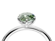 Low-Set Solitaire Engagement Ring Setting for Fancy Green Marquise Center with Thin Plain Band and Prong Head in Platinum