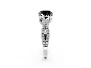 Solitaire Engagement Ring Setting for Fancy Black Round Cut Center with Narrow Twist Pave Band and Prong Head in Platinum