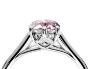 Solitaire Engagement Ring Setting for Fancy Pink Oval Center with Cathedral Band and Prong Head in Platinum