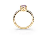 Solitaire Engagement Ring Setting for Fancy Pink Marquise Center with Multi-Row Pave Accents and Basket Head in Yellow Gold