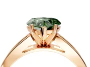 Solitaire Engagement Ring Setting for Fancy Green Heart-Shaped Center with Princess Cut Channel Band and Prong Head in Rose Gold