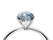 Solitaire Engagement Ring Setting for Fancy Blue Marquise Center with Straight Thin Band and Prong Head in Sterling Silver