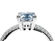 Solitaire Engagement Ring Setting for Fancy Blue Oval Center with Multi-Row Pave Accents and Basket Head in Platinum