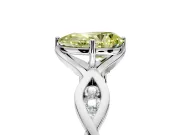 Solitaire Engagement Ring Setting for Fancy Yellow Pear-Shaped Center with Accented Twist Band and Leaf Prong Head in Platinum