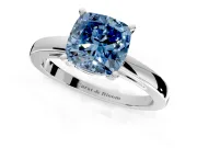 Solitaire Engagement Ring Setting for Fancy Blue Cushion Cut Center with Basket Rail and Prong Head in Platinum