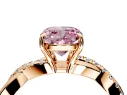 Crossover Engagement Ring Setting for Fancy Pink Cushion Cut Center with Pave and Plain Strands and Prong Head in Rose Gold