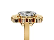 Cluster Halo Engagement Ring Setting for Oval Center with Milgrain Bezel Accents and Prong Head in Yellow Gold