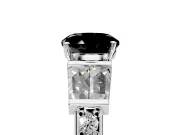 Channel-Set Engagement Ring Setting for Fancy Black Round Cut Center with Baguette Band and Prong Head in Platinum