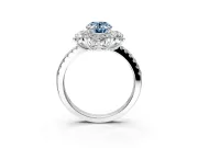 Floral Halo Engagement Ring Setting for Fancy Blue Oval Center with Pave Accents and Prong Head in Platinum