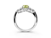 Cluster Engagement Ring Setting for Fancy Yellow Oval Center with Round Cut Accent Frame and Prong Head in Platinum