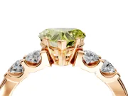 5 Stone Engagement Ring Setting for Fancy Yellow Heart-Shaped Center with Plain Band and Prong Head in Rose Gold